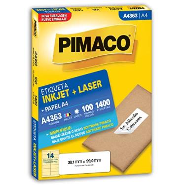 Imagem de Etiqueta Ink-Jet/Laser A4 38.1x99, BIC, Pimaco, 874987, Branca, 1400 Etiquetas