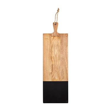 Imagem de Mud Pie Tábua de servir de madeira preta longa, bloco, 66 cm x 20 cm