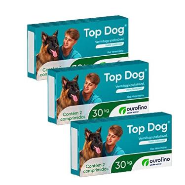 Imagem de 3 Top Dog 30kg Vermifugo Ouro Fino 2 Comprimidos Cada Caixa