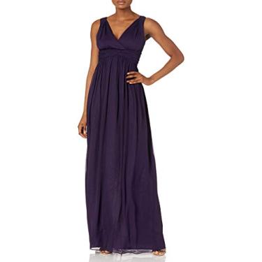 Imagem de Donna Morgan Vestido feminino Julie longo de chiffon com decote em V, Ametista, 34