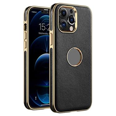 Imagem de Capa para iPhone 13 Mini/13/13 Pro/13 Pro Max, capa de telefone fina de couro premium à prova de choque leve, revestimento de TPU (poliuretano termoplástico), carregamento sem fio, preta 2,13 de 6,1 polegadas