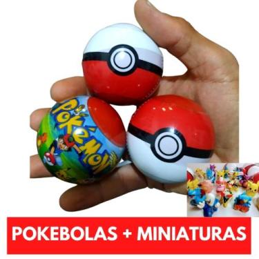 Imagem de Kit 20 Pokebolas Pokemons + 20 Miniaturas 5cm  Brinquedo Colecionável
