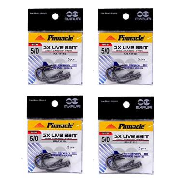 Imagem de Kit Anzol de Pesca Maruri 3X Live Bait Aço Carbono N° 5/0 20 Peças