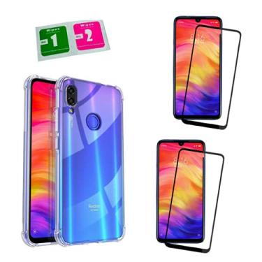 Imagem de Kit Capa Antishock + 2 Película Vidro 3D/9D Compatível Xiaomi Redmi Note 7 6.3"