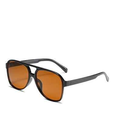 Imagem de Óculos de Sol Piloto Feminino Vintage Amarelo Designer Óculos Feminino Oversized Óculos Populares Óculos UV400, Preto Marrom, A