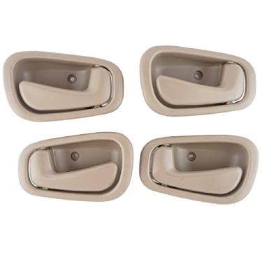 Imagem de Maçaneta de porta interior frontal traseira do motorista e maçanetas de porta do passageiro conjunto para fechadura manual Corolla Chevy Prizm 1998 1999 2000 2001 2002 substitui OEM # 80889 80890 79501 79500 bege