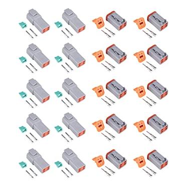 Imagem de MUYI 10 kit de 4 pinos série DT conector cinza receptáculo IP67 à prova d'água resistente 14-20 AWG 13 Amps contínuo DT04-4P DT04-4S com trava de cunha W4P W4S (10 kits, 4 pinos)