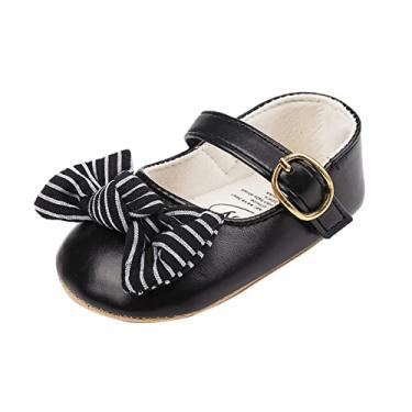 Imagem de Sandálias infantis para meninas com laço listrado sapatos para crianças sapatos únicos sapatos de princesa sapatos para meninos (preto, 12 meses)