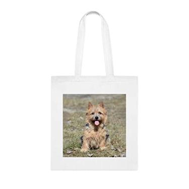 Imagem de Sacola engraçada para cães Norwich Terrier, presente para cachorro Norwich Terrier, aniversário de cachorro Norwich Terrier bolsa de ombro para cachorro Norwich Terrier, bolsa reutilizável para cães Norwich Terrier, Branco
