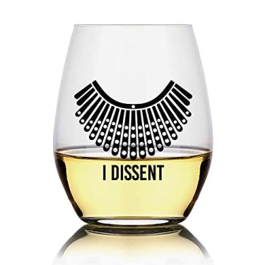 Imagem de Taça de vinho RBG I Dissent, presentes feministas engraçados e bem-humorados para fãs do RBG, mulheres, irmãs, mães, tias, avós, chefe, colegas, vidro patriótico exclusivo celebrando os direitos das mulheres