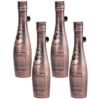 Imagem de Yuecoom Puxadores de gaveta, 4 conjuntos de maçanetas retrô de liga de zinco em formato de garrafa de vinho, armário e gaveta (vermelho antigo)