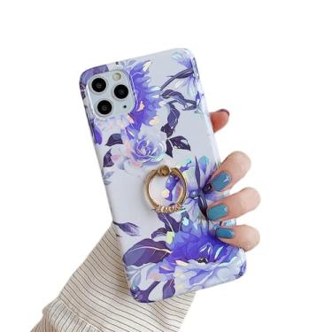 Imagem de ZiEuooo Capa de telefone de silicone de flor requintada tendência para Samsung Galaxy Note 20 10 Ultra Pro M21 M30 Shell com suporte de anel, capa traseira fina leve popular (flor D, nota 10)