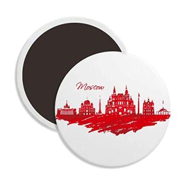 Imagem de Decoração de cerâmica redonda com ímã de geladeira da Catedral Vermelha de Moscou, Cidade da Rússia