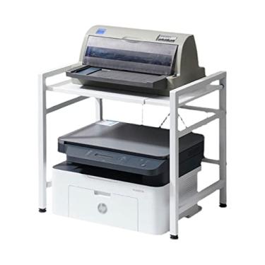 Imagem de KIZQYN Suporte de impressora Suporte de armazenamento Rack de armazenamento multifuncional Prateleira de impressora de ferro Suporte de copiadora Organizador de mesa Impressora de mesa (Cor: Ouro)