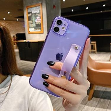 Imagem de Capa de telefone transparente de cor fluorescente para iphone 12 11 Pro Max Mini X XR XS Max 6 6S 7 8 Plus SE 2020 Capa macia, roxa, para iPhone12 Pro Max