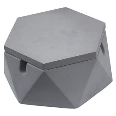 Imagem de FREELOVE Cinzeiro de concreto com tampa e cinzeiros de aço inoxidável para cigarros, bandeja de cinza de cimento suporte para fumar interior sem fumaça ao ar livre à prova de vento pátio casa