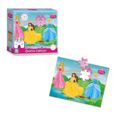 Jogo Quebra Cabeça Princesas 28 Peças Pais & Filhos +4