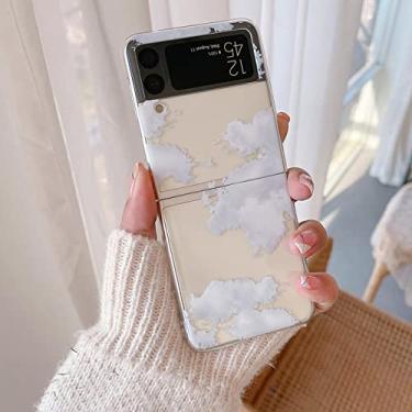 Imagem de para Samsung Galaxy Z Flip 4 3 2 5G 4G Caso Graffiti Pintura a óleo Cósmico Céu estrelado Desenhos animados amor Hard Clear TPU Cover Shell, branco, para Galaxy Z Flip 3