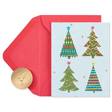 Imagem de Papyrus Cartões de Natal embalados com envelopes, celebração alegre, árvores de Natal (20 unidades)