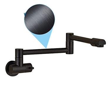 Imagem de Torneira de parede preta cromada única torneira de água fria 360 bico giratório torneira de lavagem dobrável pescoço torneira da cozinha do banheiro, B4