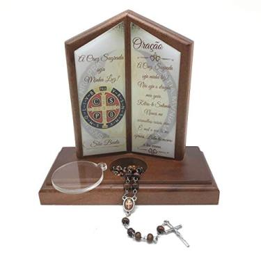 Imagem de Oração de Mesa com Porta Terço Medalha São Bento