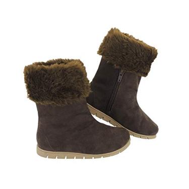 Imagem de Bota Infantil Neve 100% Forrada Pelo Inverno Lã Confort AM211 Cor:2-Marrom;Tamanho:25