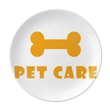 Imagem de Prato de cuidados para animais de estimação laranja de osso decorativo de porcelana salver louças de jantar