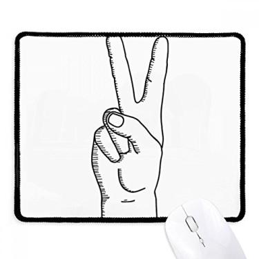 Imagem de Victory Gesture Line Desenho Padrão Mousepad Borda Costurada Tapete Borracha Gaming Pad