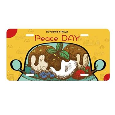 Imagem de DIYthinker Placa de licença com bola de sorvete de chocolate morango para decoração de carro Dia da Paz