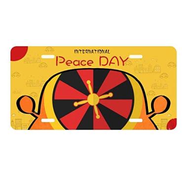 Imagem de DIYthinker Placa de carro com ilustração de elemento toca-discos para decoração de carro, dia da paz