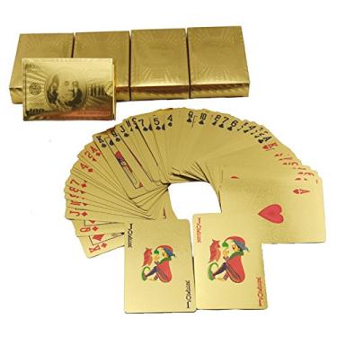 Imagem de Baralho Dourado Naipes Folheado Cartas Poker Truco
