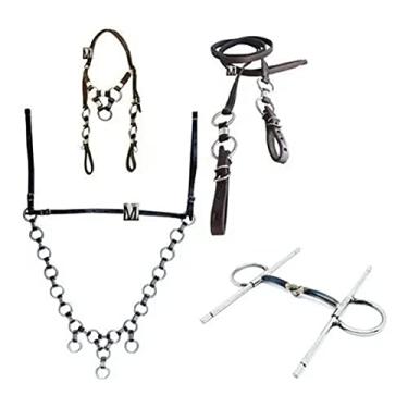 Imagem de Peitoral Cabeçada E Rédea De Argola Freio Bridão P/Cavalo