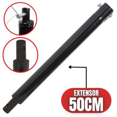 Imagem de Haste de Extensão 50cm Com Pino Trava e Diâmetro de Encaixe 20mm em Ferro Para Perfurad...