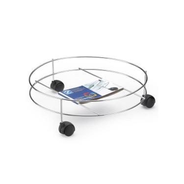 Imagem de Suporte para Botijão de Gás Arthi em Aço Cromado com Rodízio