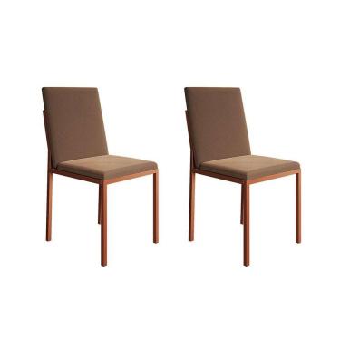 Imagem de conjunto com 2 cadeiras mônaco veludo marrom e cobre