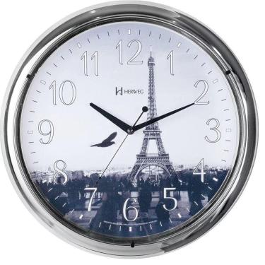 Imagem de Relógio de Parede Grande 40cm Torre Eiffel Cromado Herweg