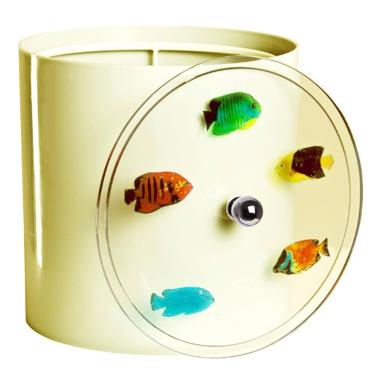Imagem de Cesto De Lixo Decorado Peixinhos Bege Claro