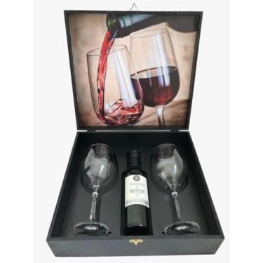 Imagem de Box Premium Vinho Tinto 375ml Presente Wine 02 Taças Vidro