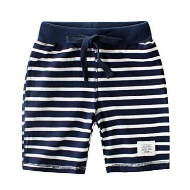 Imagem de Tamanho 2t Shorts para meninos shorts jogger verão algodão casual listras calças curtas ativas com bolsos shorts de 6 meses, Azul, 4T