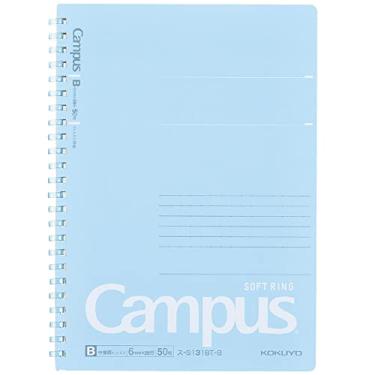 Imagem de KOKUYO Caderno forrado em espiral, caderno pastel de 21 x 14 cm, cadernos de anel macio A5 Campus com pontos pautados de 6 mm, 50 folhas, caderno azul para 1 matéria, anotações para a escola.