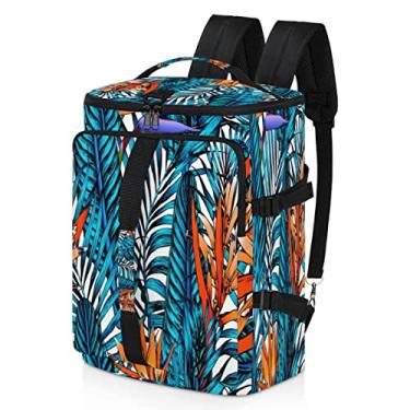Imagem de Mochila abstrata de folhas, impermeável, esportiva, com compartimento para sapatos, alças de ombro, mochila de viagem para academia, esportes, caminhadas, laptop