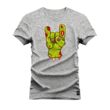 Imagem de Camiseta Plus Size Premium Malha Confortável Estampada The Rock Show Cinza G4