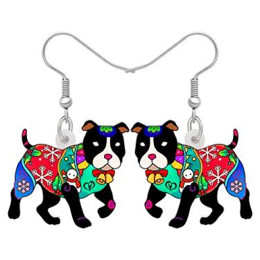 Imagem de DALANE Brincos de Natal de acrílico fofo buldogue francês, pingente, floco de neve, poodle, filhote, animais de estimação, joias para mulheres, meninas, crianças, amuletos de cães, Medium, Acrílico,