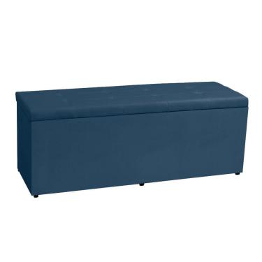 Imagem de Calçadeira Recamier Baú King 1,95m Berlim Suede Azul Marinho - Pallazio