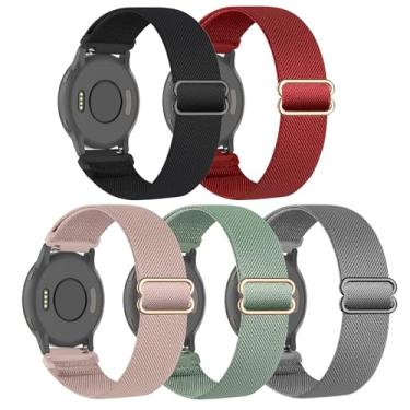 Imagem de Pacote com 5 pulseiras de relógio de nylon elástico compatíveis com Garmin Venu 3S/4 de 41 mm/2S/Forerunner 265S de 42 mm, pulseira esportiva elástica ajustável de 18 mm para Vivoactive 4S de 40 mm