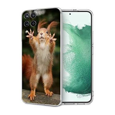 Imagem de Capa projetada para Samsung Galaxy A12, capa de telefone de TPU de animal engraçado de esquilo fofo para meninas mulheres homens, capa protetora legal estética moderna capa transparente