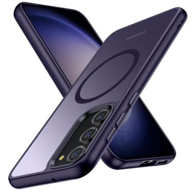 Imagem de YSLBWLE Capa magnética para Galaxy S23, [compatível com magnético], [proteção contra quedas de grau militar de 3 metros] fina protetora translúcida fosca, TPU + PC, capa protetora de luxo para celular