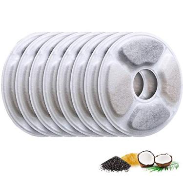 Imagem de Filtros de substituição para fonte de água para animais de estimação - Filtros de carvão ativado para gatos e cães Dispensador automático de água (pacote com 8)