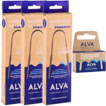 Imagem de Kit 3 Raspador De Lingua Alva Personal Care 100% Cobre