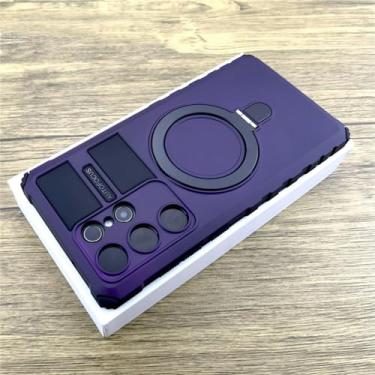 Imagem de Capa armadura sem fio à prova de choque para Samsung Galaxy S24 S23 S22 Ultra S21 Plus Note 20 S 21 22 23 Capas de suporte, roxo, para Galaxy S21